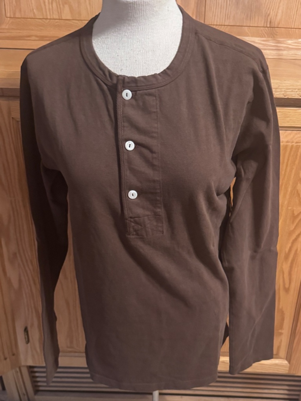 Freenote Sportswear Small Men's Long Sleeve Tee Brown T-Shirt Classic Crew Neck - Picture 2 of 11